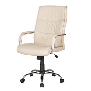 Cadeira Escritorio Presidente BLM107P Blume Tela Mesh Bege Base Rodizio Cromado PU